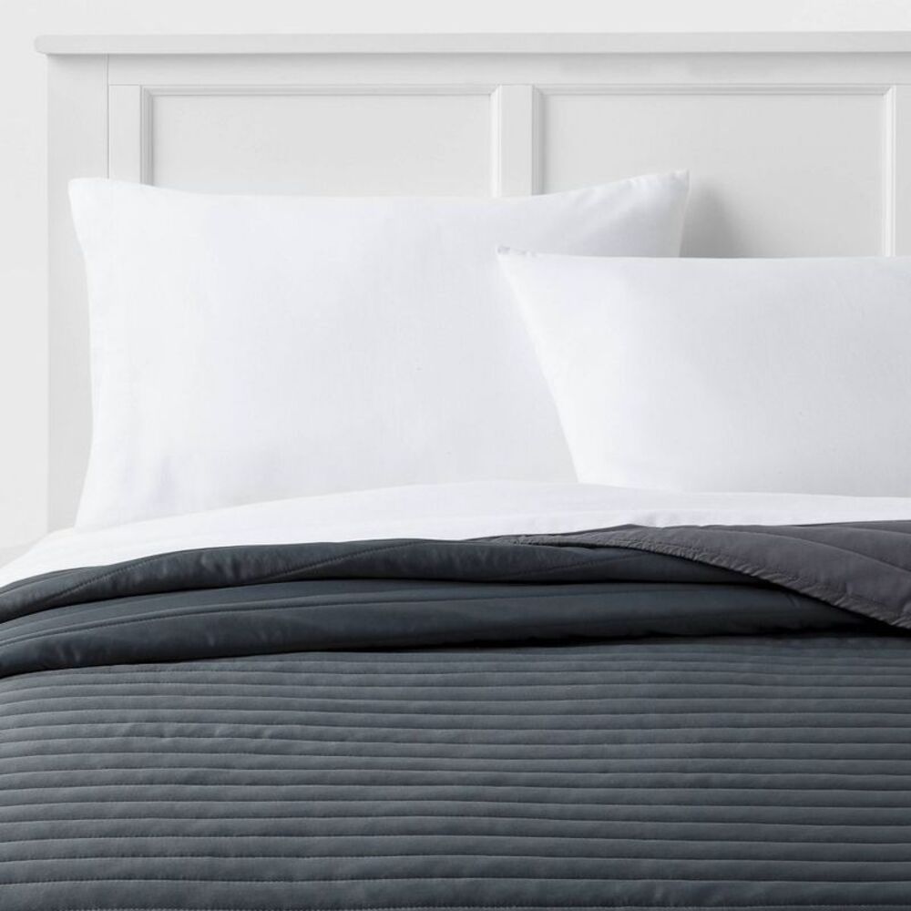 Twin/Twin Extra Long Satin Quilt Dark Gray - Room Essentials